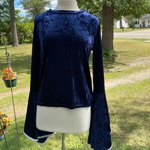 Long bell sleeve crushed velvet top